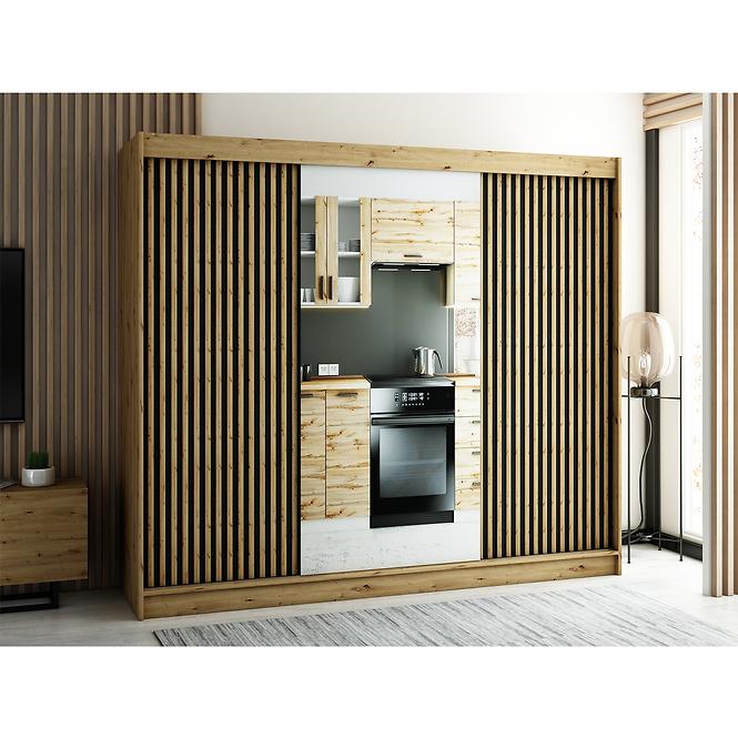Skriňa Lamelo 2 250 Dub Artisan/čierna/Zrkadlo,8