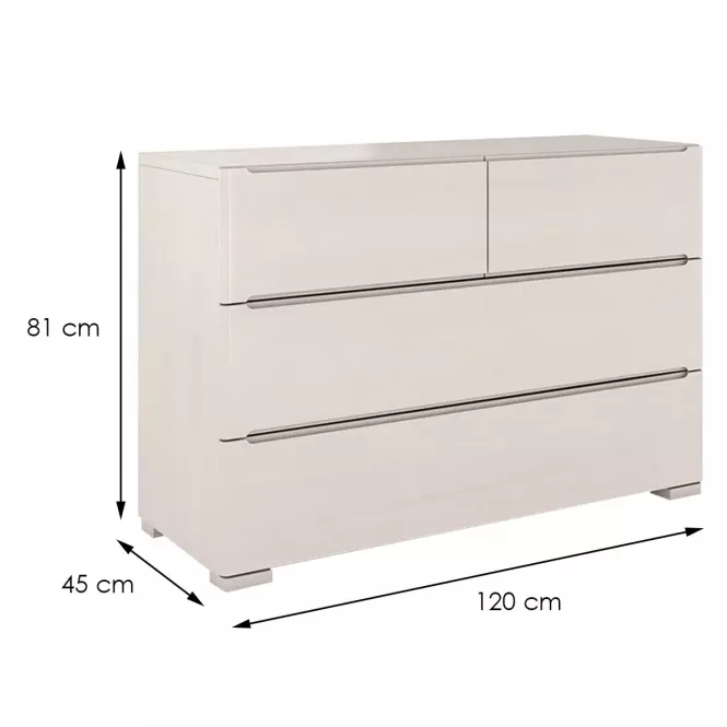 Komoda Drevená borovica 4s Skandica Sparta Biely,2