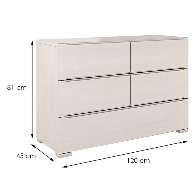 Komoda Drevená borovica 5s Skandica Sparta Biely,2