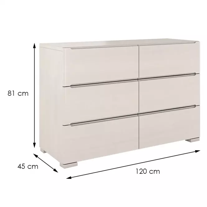 Komoda Drevená borovica 6s Skandica Sparta Biely,2