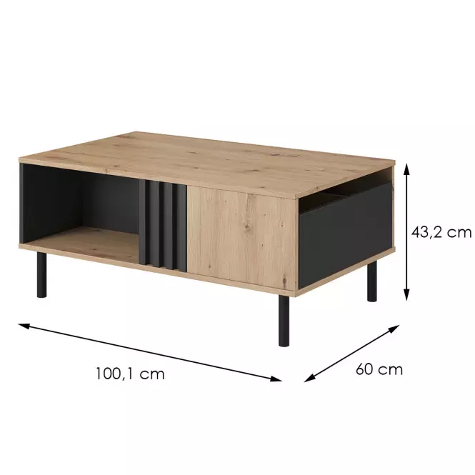 Konferenčný stolík Madis F Dub Artisan/Antracit,2