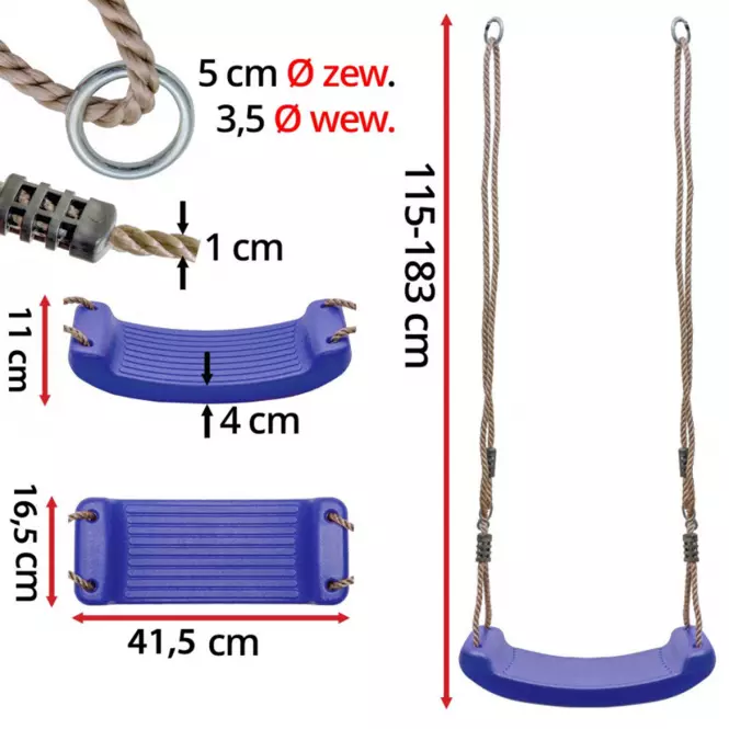 Sedadlo hojdačky 40 cm modré
