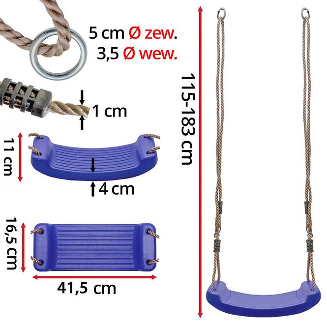 Sedadlo hojdačky 40 cm modré