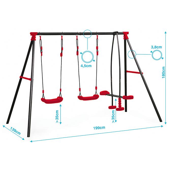 Kovová hojdačka Mila červená