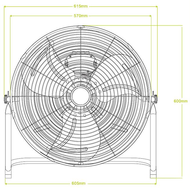 Ventilator kov 19,5” VO0548 Chrom