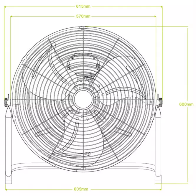 Ventilátor kov 19,5” VO0548 chróm,3