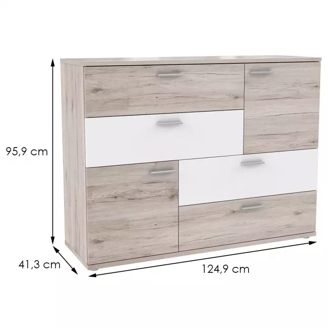 Komoda Skive Dub piesku/Biely,2