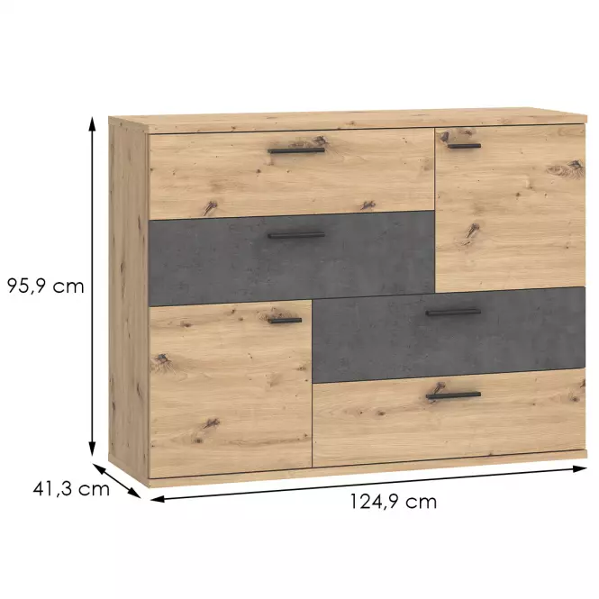 Komoda Skive Dub Artisan/betón,2
