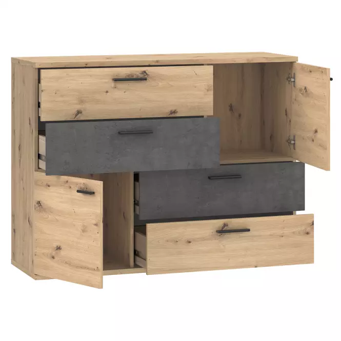 Komoda Skive Dub Artisan/betón,5