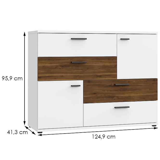 Komoda Skive biely lesk/orech Bakersfield,2