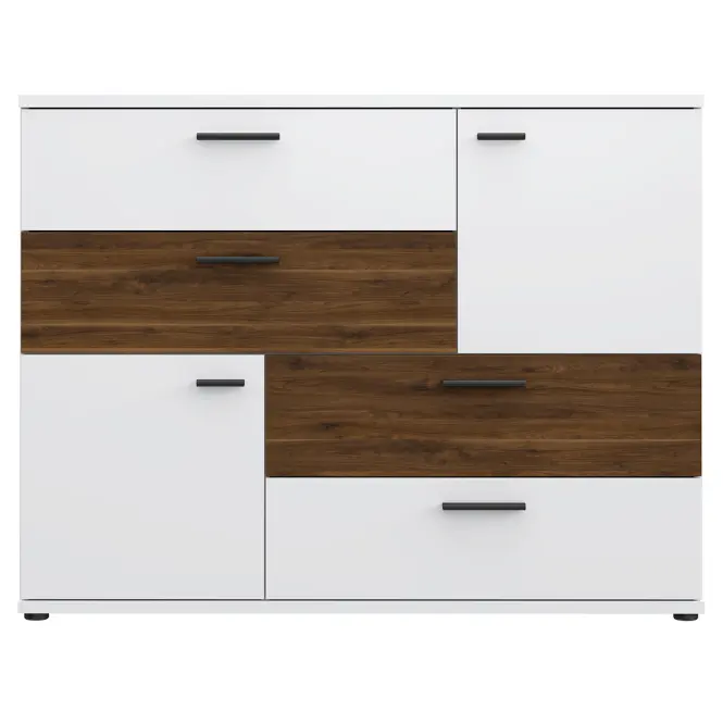 Komoda Skive biely lesk/orech Bakersfield,4