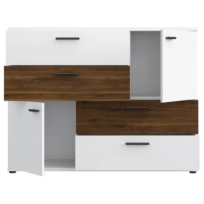 Komoda Skive biely lesk/orech Bakersfield,6