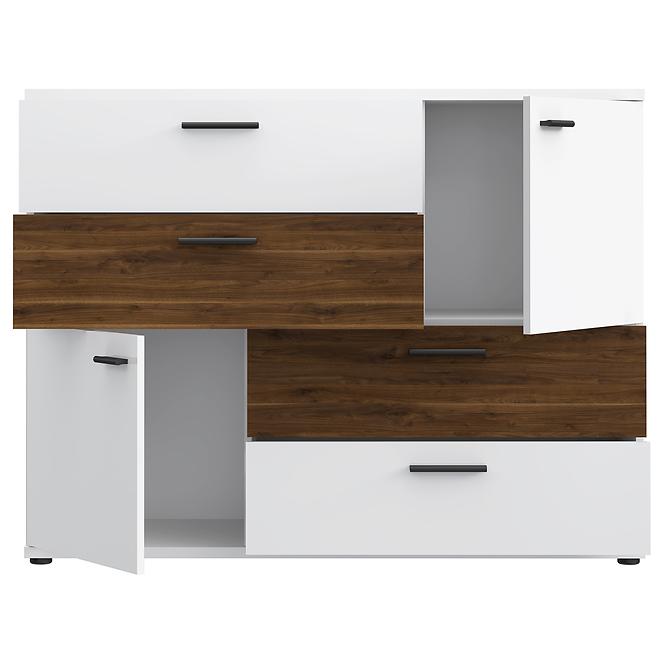 Komoda Skive biely lesk/orech Bakersfield,6