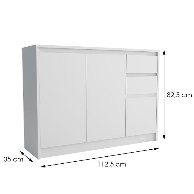 Komoda Aston 3D2S Biely,2