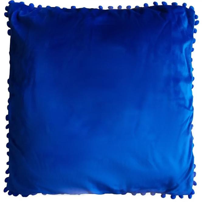 Obliečka na vankúš s brmbolcami 45x45 t.modrá