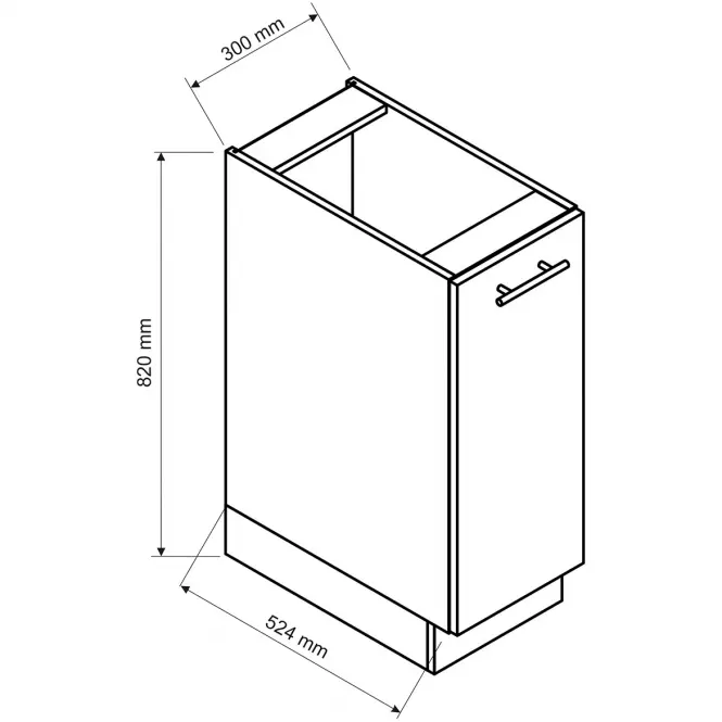 Kuchynská skrinka Oscar D30 Cargo + kôš biely lesk/biela,2