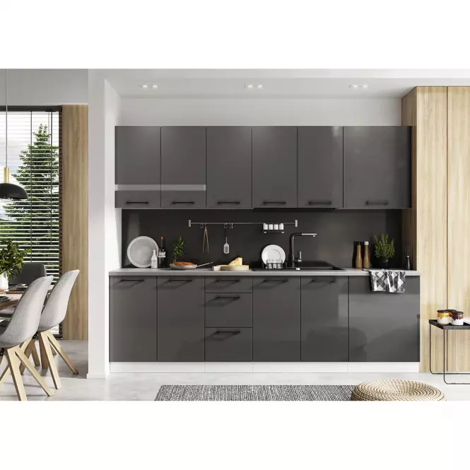 Kuchynská skrinka Oscar W60/68 Slim PL so strieborným digestorom