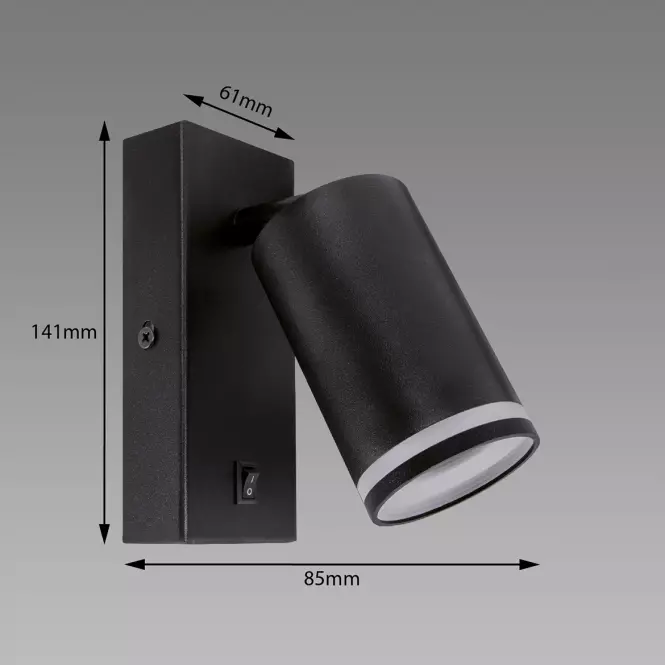 Nastenná lampa Zula WLL GU10 Black 03998 K1