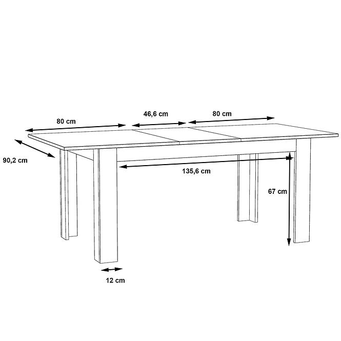 Rozkladací stôl Dub 160/206x90cm šľachtený/Čierny lesk