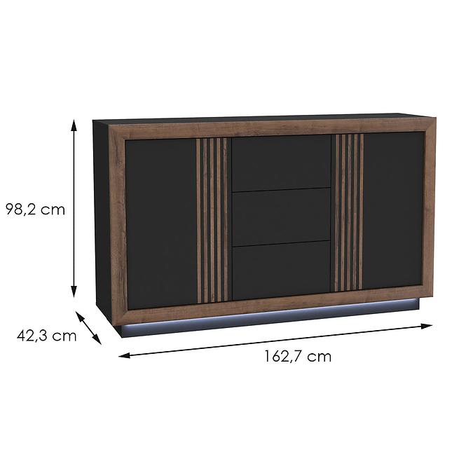 Komoda Dub šľachtený/Čierny lesk