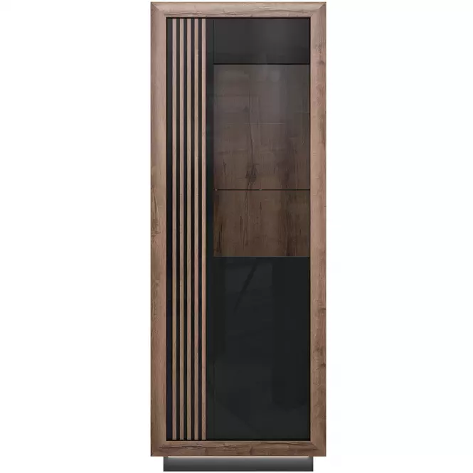 Vitrína Achacy 197x73,3  Dub šľachtený/Čierny lesk,3