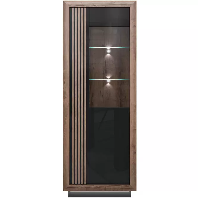 Vitrína Achacy 197x73,3  Dub šľachtený/Čierny lesk,5