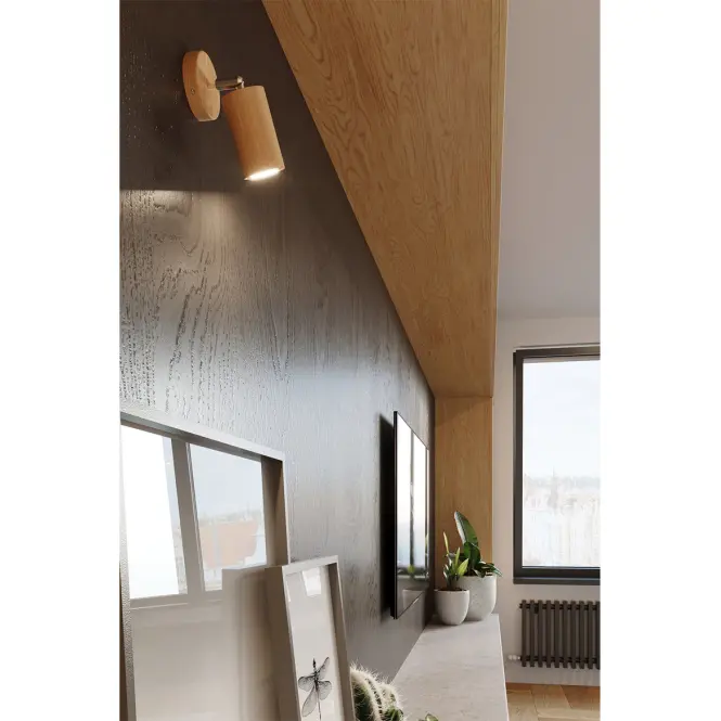 Nástenná lampa Rinne prírodné drevo,4