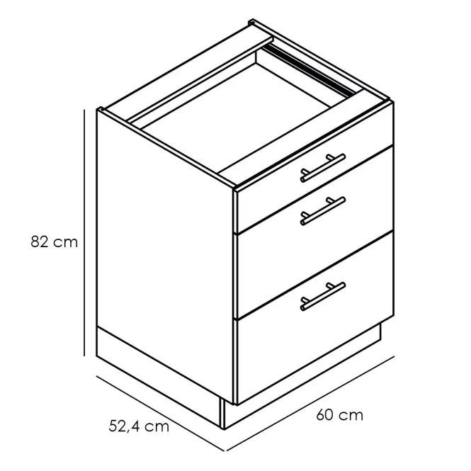 Kuchynská skrinka Denis d60s/3 čierna mat/biela,3