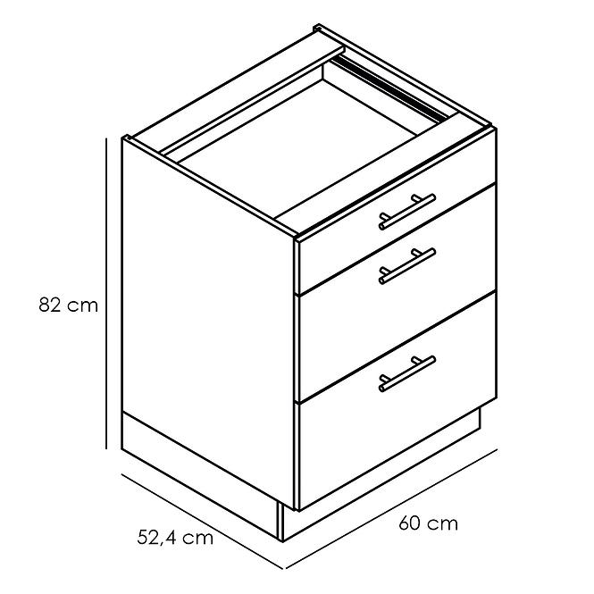 Kuchynská skrinka Denis d60s/3 čierna mat/biela,3