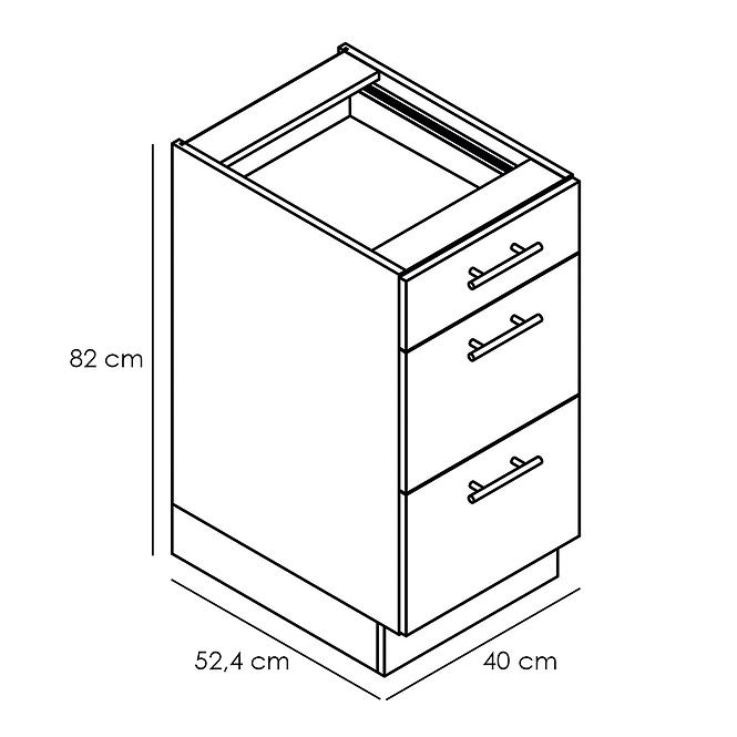 Kuchynská skrinka Denis d40s/3 čierna mat/biela,3