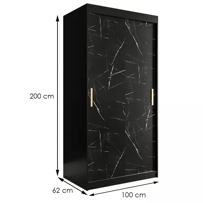 Skriňa Marmur T 100 čierna/mramor čierna