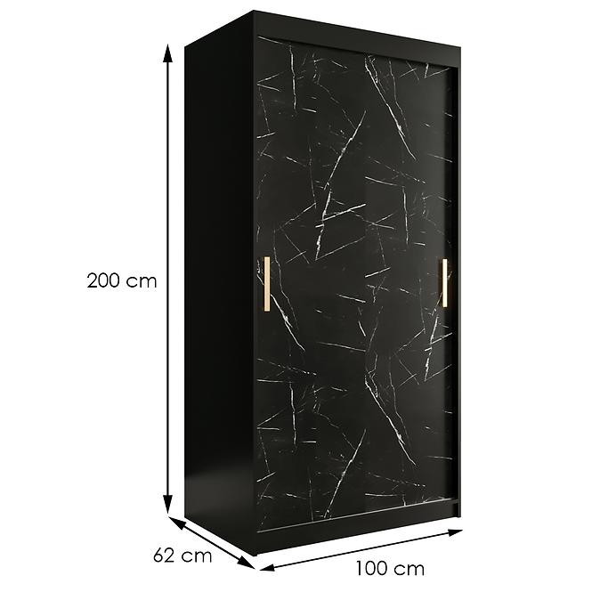 Skriňa Marmur T 100 čierna/mramor čierna