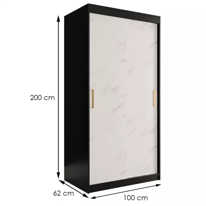 Skriňa Marmur T 100 čierna/mramor biely