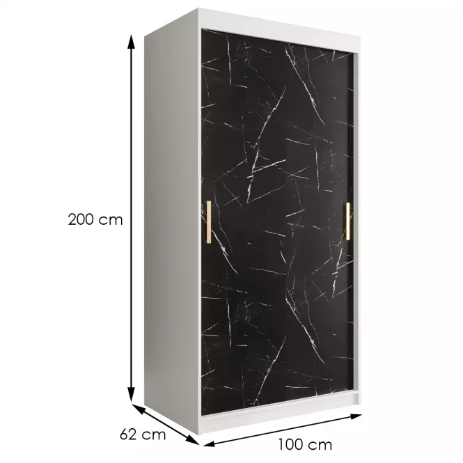 Skriňa Marmur T 100 biely/mramor čierna