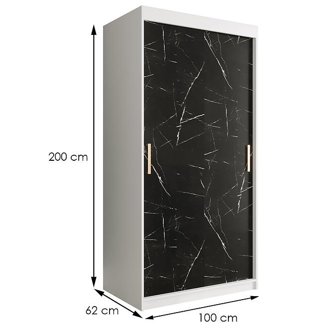 Skriňa Marmur T 100 biely/mramor čierna