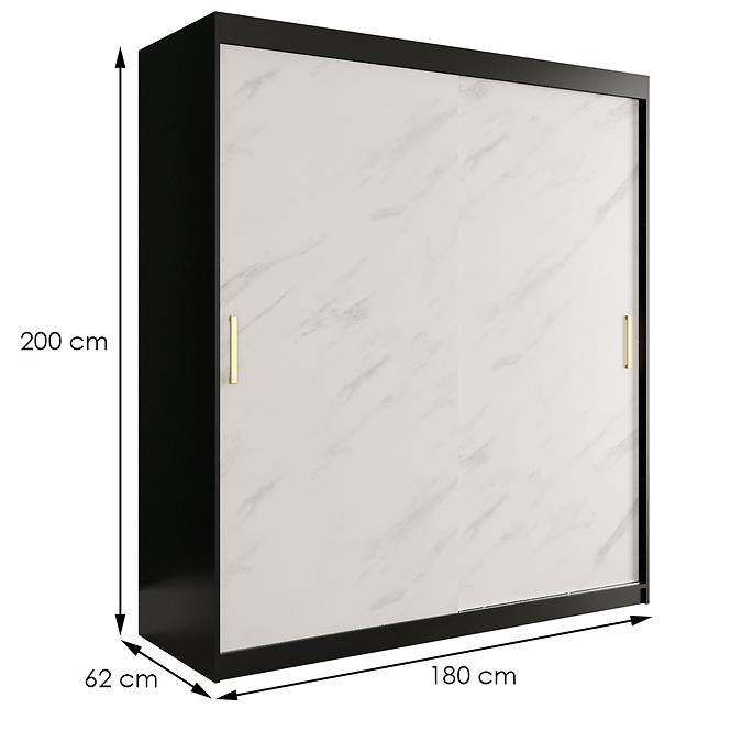 Skriňa Marmur T 180 čierna/mramor biely
