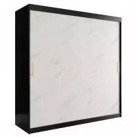 Skriňa Marmur T 200 čierna/mramor biely