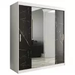 Skriňa Marmur T1 180 biely/mramor čierna