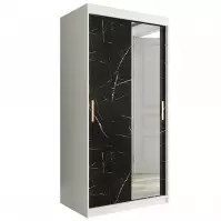 Skriňa Marmur T2 100 biely/mramor čierna