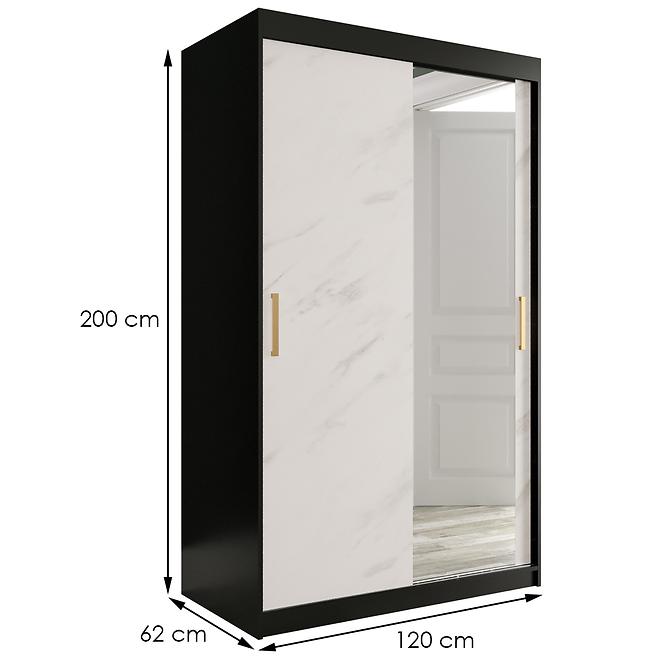 Skriňa Marmur T2 120 čierna/mramor biely,2