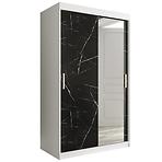 Skriňa Marmur T2 120 biely/mramor čierna