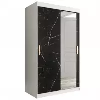 Skriňa Marmur T2 120 biely/mramor čierna
