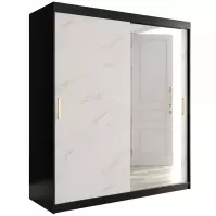 Skriňa Marmur T2 180 čierna/mramor biely