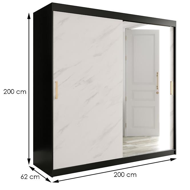 Skriňa Marmur T2 200 čierna/mramor biely