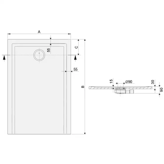 Sprchová vanička B-M/SPACE S 80X130X1.5 BIEW
