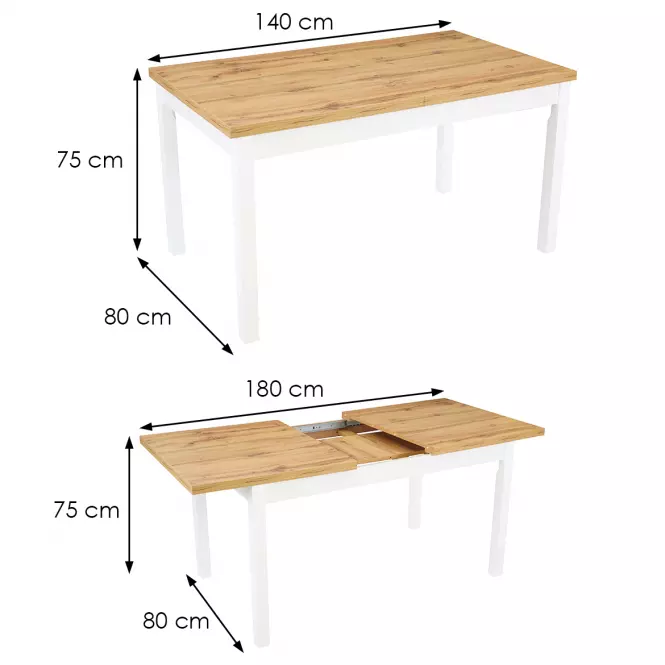 Rozkladací stôl ST-26 140/180x80cm Biely