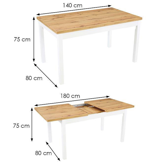 Rozkladací stôl ST-26 140/180x80cm Biely