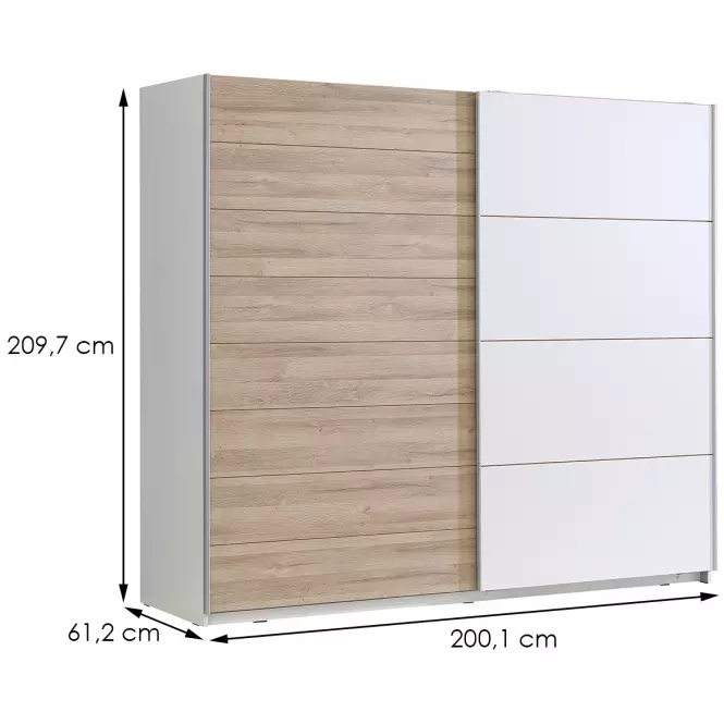 Skriňa Java 200 dub bianco/biely,2