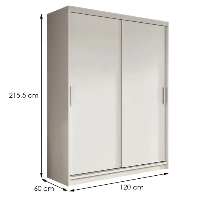 Skriňa s posuvnými dverami Nico I 120cm – biela, dvojdverová