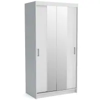 Skriňa s posuvnými dverami Nico II 120cm so zrkadlom – biela, dvojdverová